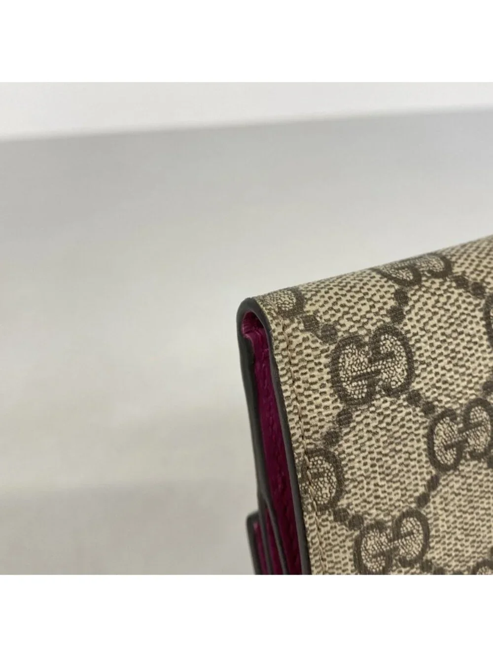 Gucci Wallet GG Supreme Leather Red Brown Gold - Picture 6 of 7